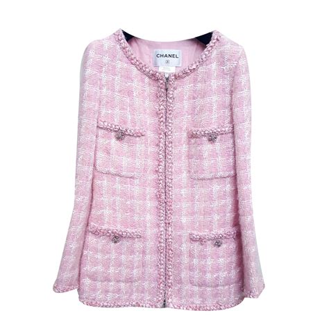 pink chanel style coat|Chanel tweed jacket for sale.